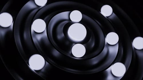 Glowing 3d Balls Move in Rings