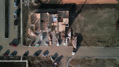 Aerial View of Suburban House Construction Site
