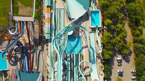 Aerial View Above of Aquapark Dolusu Without People KemerTurkey