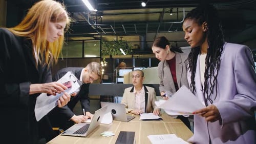Business Meeting with Team is Taking Place in a Modern Office Group of People Finish Their Working