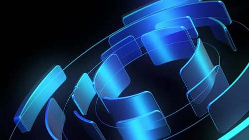 Abstrakter Technologie-Hintergrund mit dynamischen blauen geometrischen Formen