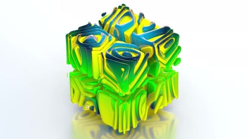 Gelbgrüner 3D-Würfel-Hintergrund 68 4K