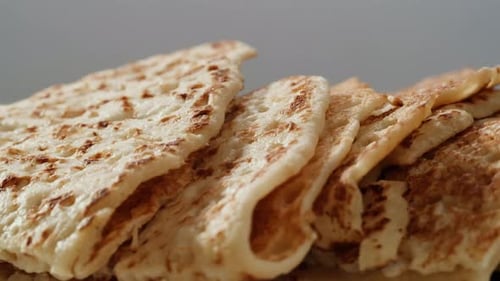 Delicious Golden Homemade Flatbread Close Up
