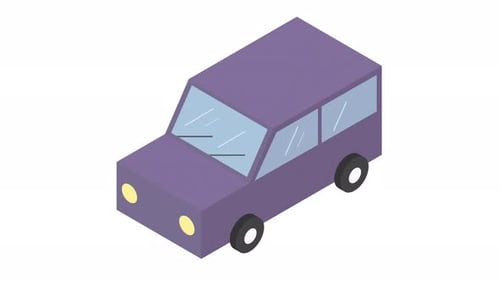 Modern Isometric Purple Car Construction Animation