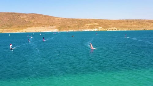 Drone View of Windsurfers