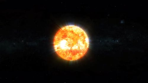 3d Glowing Sun Zoom On Space