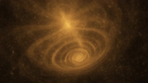 Abstract Golden Particle Swirl Background Loop