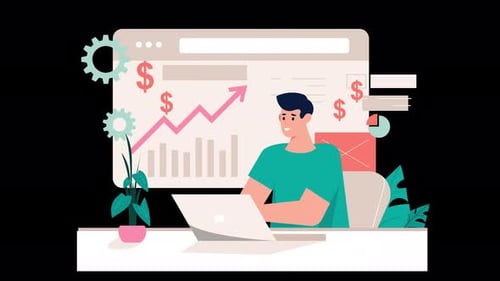 Animated Business Growth and Analytics with Office Worker