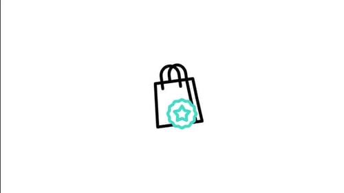 Flat Design Shopping Bag with Star Badge Icon Animation
