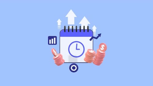 Animated Calendar With Financial Growth Icons Representing Investment And Financial Planning.
