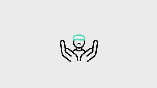 Minimalist Icon Animation of Hands Supporting Sad Person