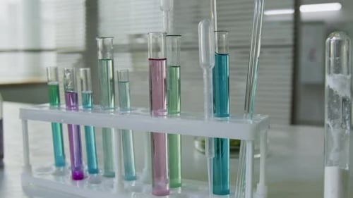 Gros plan de No People d'un support de tubes à essai colorés