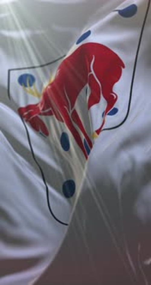 Vertical Waving Flag with Red Deer Emblem Seamless Loop