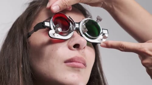Woman Having Eye Exam at the Doctor's Office