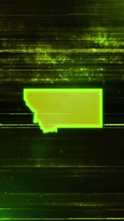 Montana Digital Futuristic Glitch Map - Vertical Video