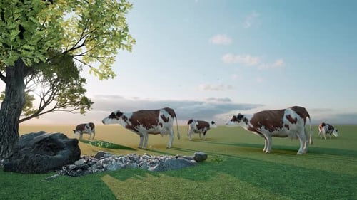 Cows In The Green Field