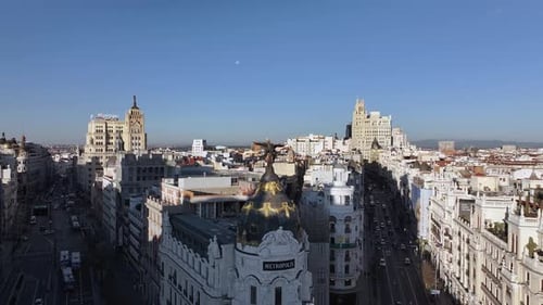 Aerial view of Gran Via buildings, Spain.