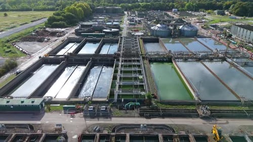 Aerial View of an Industrial Water Treatment Plant