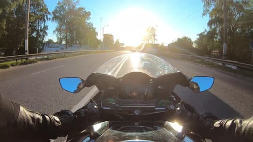 The Viewpoint of Motorcyclist Driving Motorbike at Busy Country Route Point of View of a Motorcycle