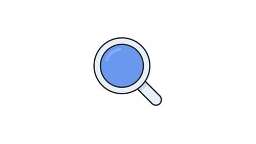 Animated Magnifying Glass Icon with Light Rays for Search