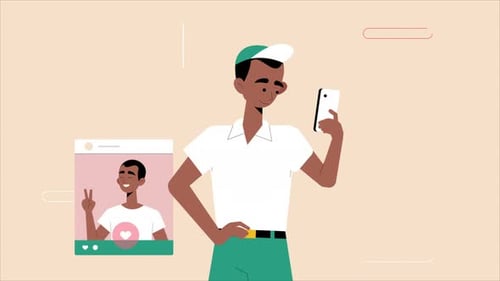 Influencer Young Boy Surfing On Social Media Platforms 4K