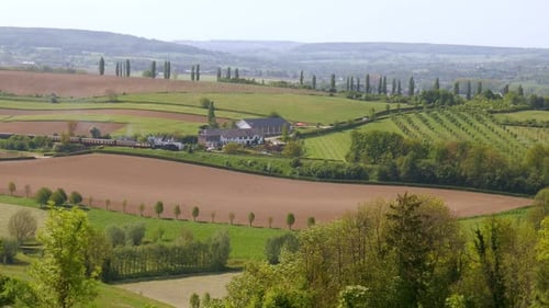 Steam train in Hilly landscape arrives at Wittem-Gulpen Station. South Limburg, the Netherlands