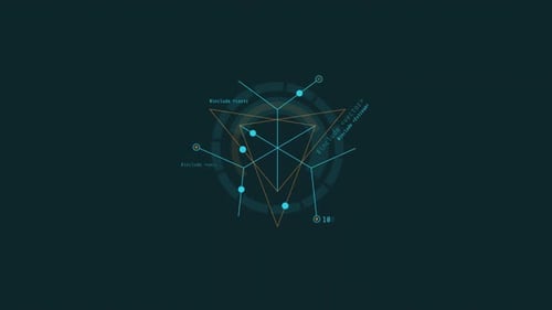 Animação em loop de uma combinação de triângulos e linhas do elemento HUD