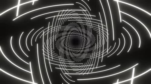 White Flashing Neon Spiral Background Vj Loop In 4K