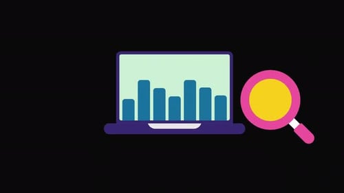 Business Data Analysis on Laptop Flat Design Animation
