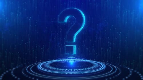 Question Mark Text Cyberspace Future Digital Technology Hologram Concept