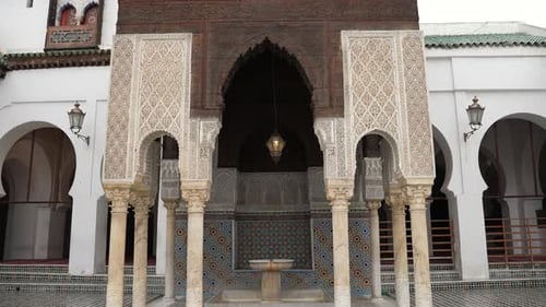 Beautiful architecture in Al Qaraouiyine mosque in Fez