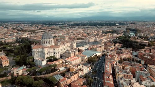 Italy Rome Vatican City St. Peter the Apostle Square Italian city with aerial view of houses and fam