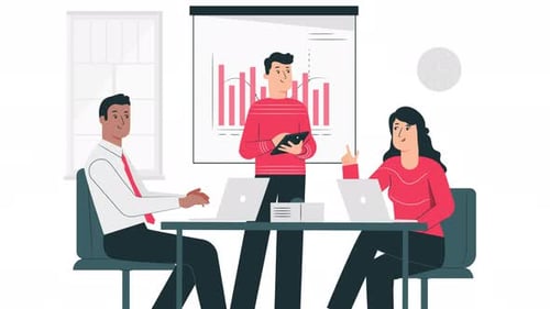 Flat Design Animated Bar Chart with Heart Line Graph