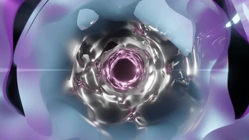 Metallic tube with flickering light. Abstract sci-fi background