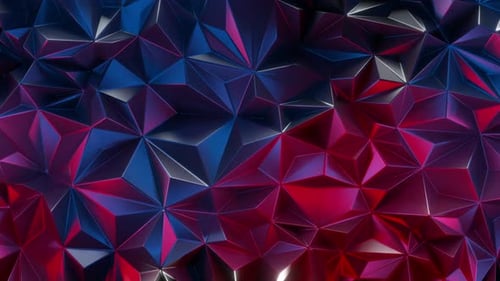 abstrakter kristallisierter Hintergrund beleuchtet mit rotem blauem Neonlicht