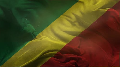 Green Yellow Red Waving Fabric Flag Animation