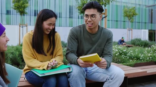 Multiracial College Students Talking at Campus