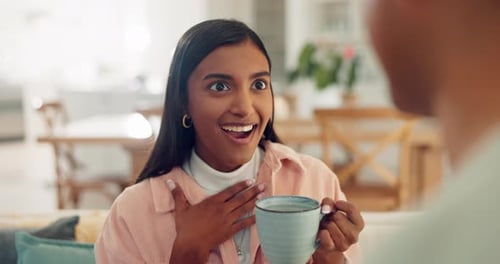 Animated Woman Talking with Friend Over Tea