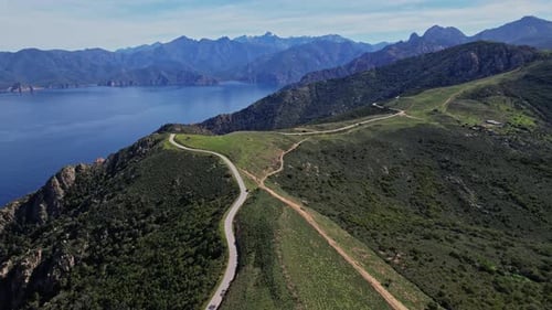 Aerial View of Winding Mountain Road