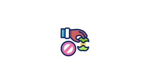 No Food Waste Disposal Flat Design Icon Animation