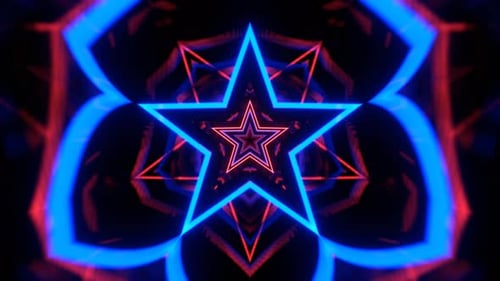 Blue And Light Red Fantastic Geometric Polygonal Star Pattern Background Vj Loop In 4K