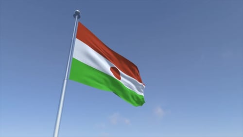 Niger National Flag Waving Animation on Flagpole