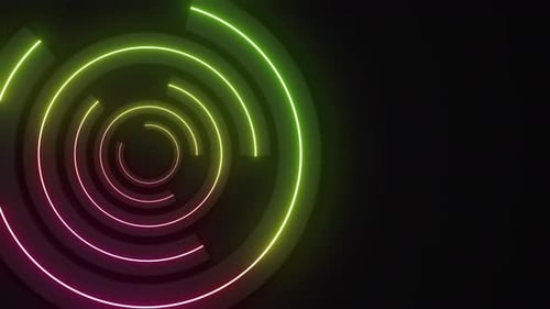 Animated Neon Glowing Concentric Circles Tunnel Loop