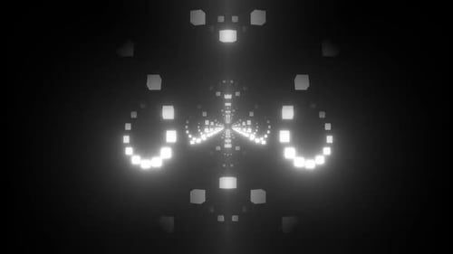 Dynamic neon tunnel journey forward with vibrant purple and pink lights