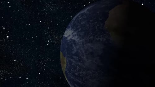 3D Earth Planet Rotation in Starry Space
