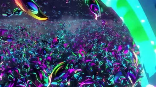 Futuristic Neon Abstract Plant Field Animated Background