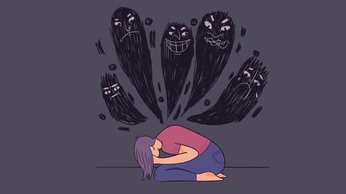 Animated Illustration of Mental Struggle and Inner Demons