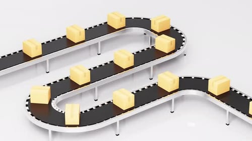 3D Animation of Packages Moving on a Conveyor Belt