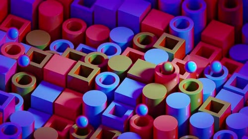 Colorful Geometric Shapes Pulsating Abstract Background Loop