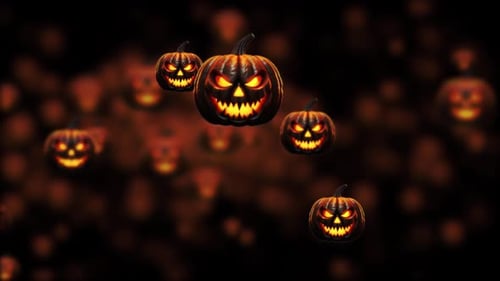 Spooky Halloween Jack-o'-Lanterns Looping Background